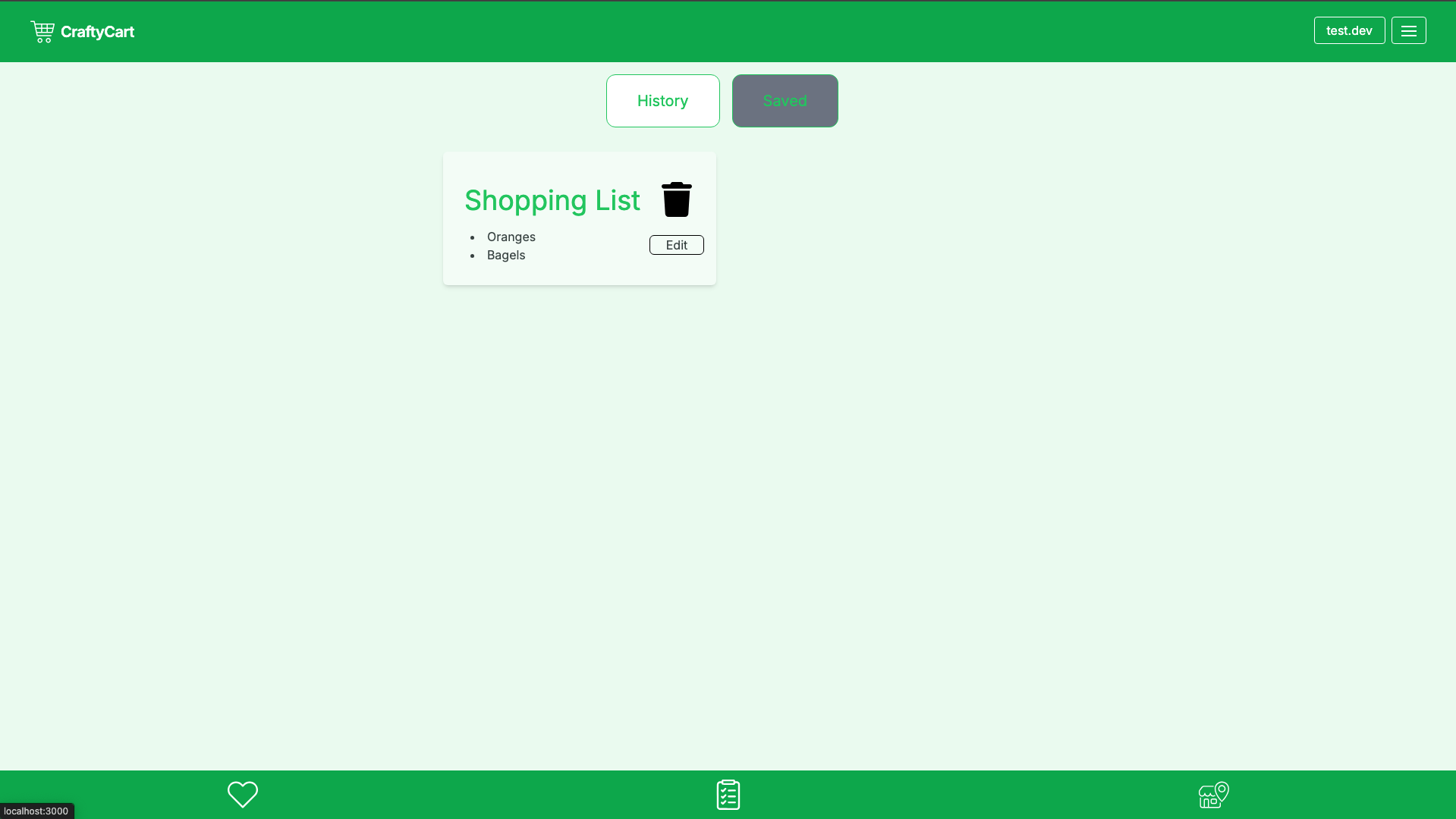 User Saved List Search History
