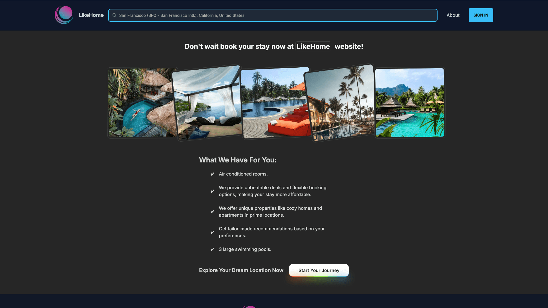 Landing/Welcome Page