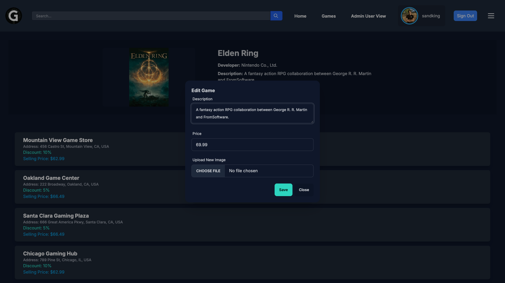 Admin - Edit Game Listing Information